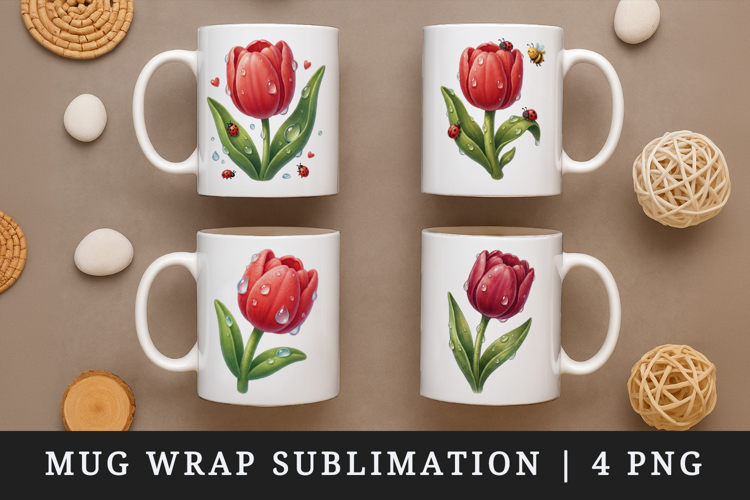 Flowers mug wrap printable sublimation design