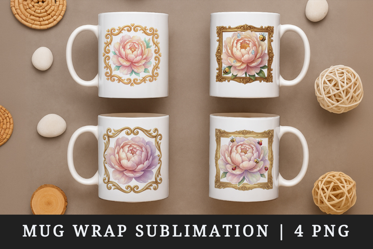 Flowers mug wrap printable sublimation design