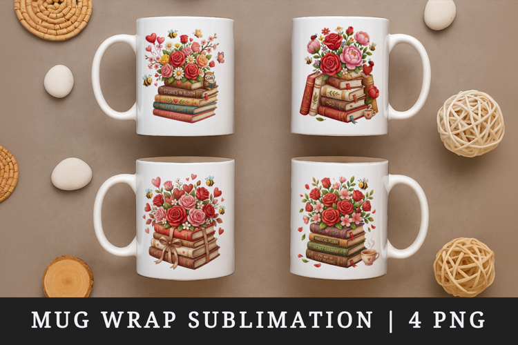 Flowers mug wrap printable sublimation design