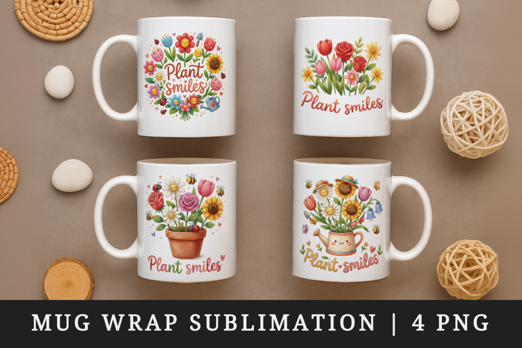 Flowers mug wrap printable sublimation design