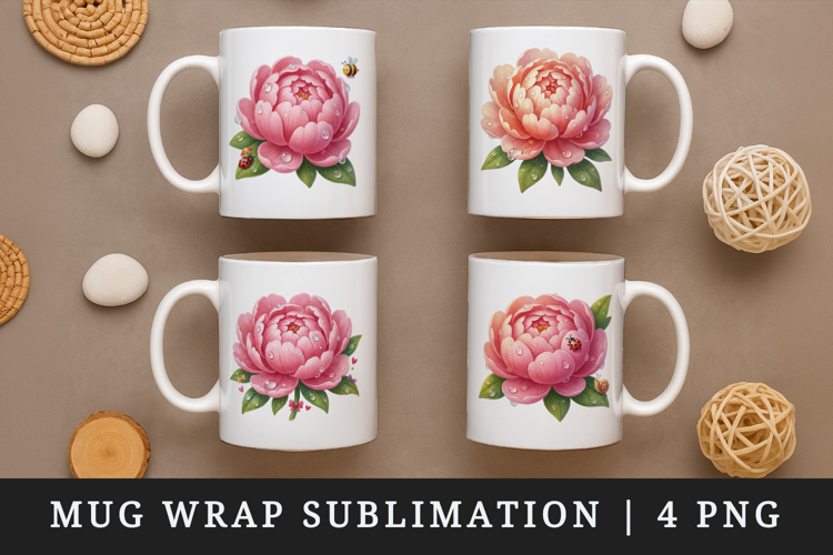 Flowers mug wrap printable sublimation design