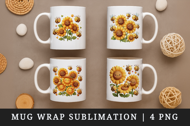 Flowers mug wrap printable sublimation design