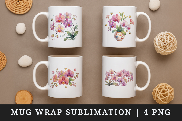 Flowers mug wrap printable sublimation design