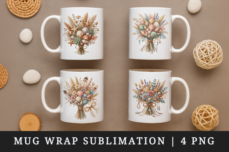 Flowers mug wrap printable sublimation design