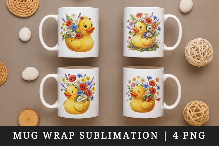 Flowers mug wrap printable sublimation design