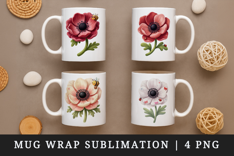 Flowers mug wrap printable sublimation design