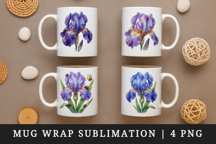 Flowers mug wrap printable sublimation design