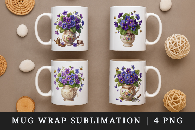 Flowers mug wrap printable sublimation design