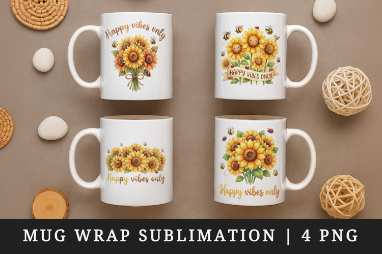 Flowers mug wrap printable sublimation design