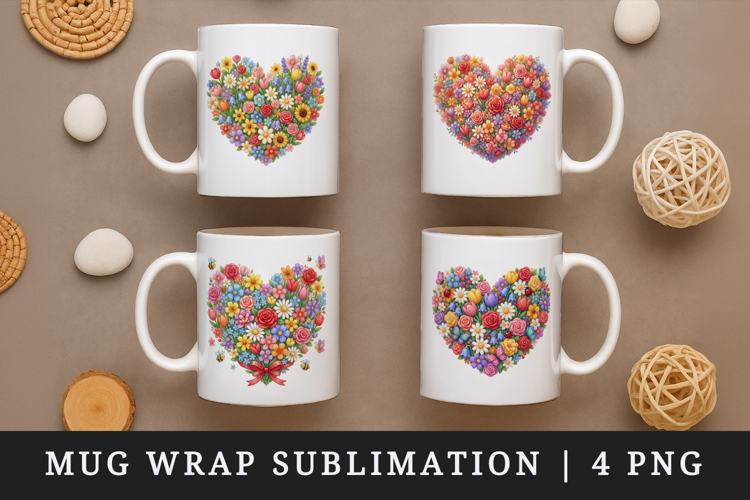 Flowers mug wrap printable sublimation design