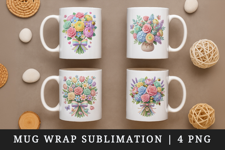 Flowers mug wrap printable sublimation design