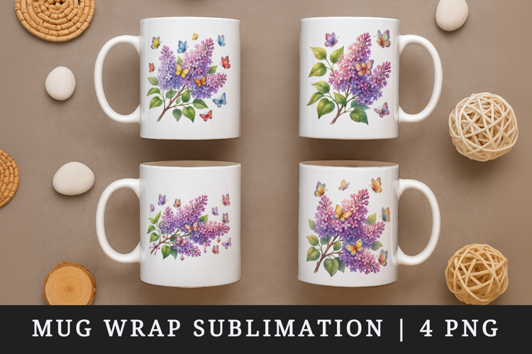 Flowers mug wrap printable sublimation design