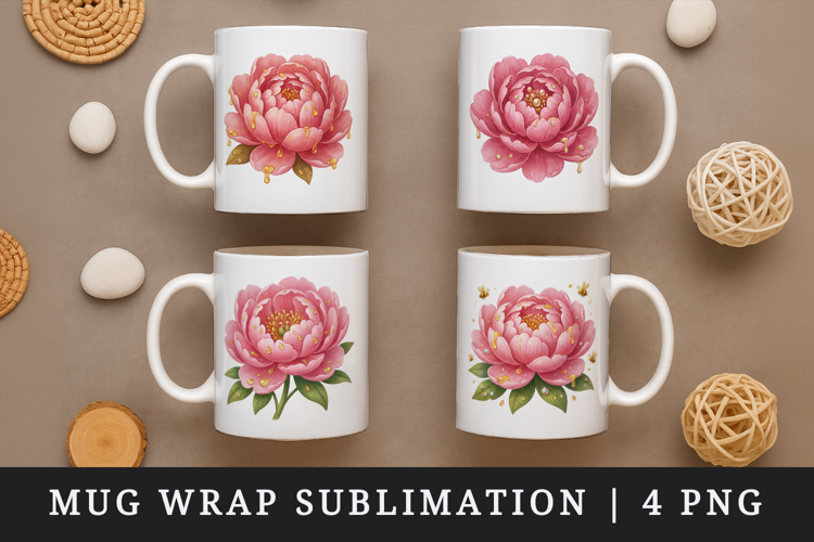 Flowers mug wrap printable sublimation design