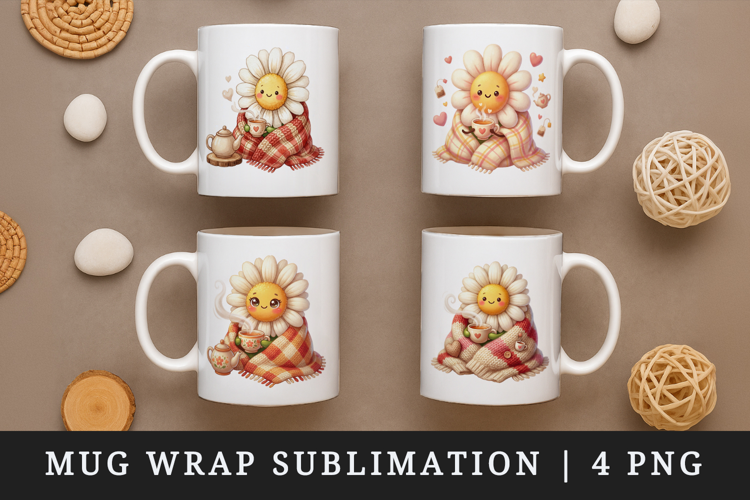 Flowers mug wrap printable sublimation design