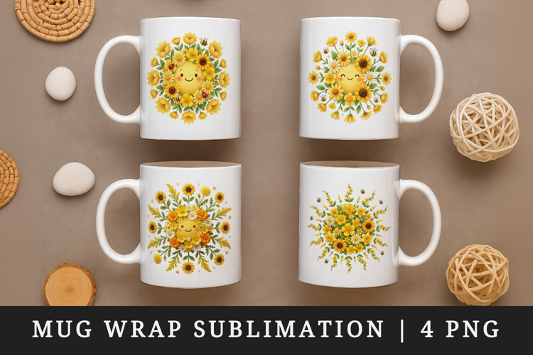 Flowers mug wrap printable sublimation design