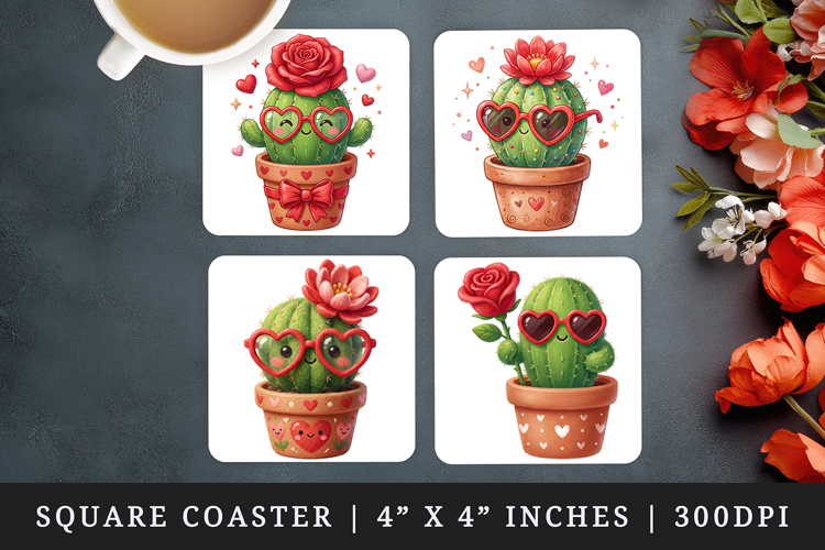 Flowers square coaster sublimation, coasters design