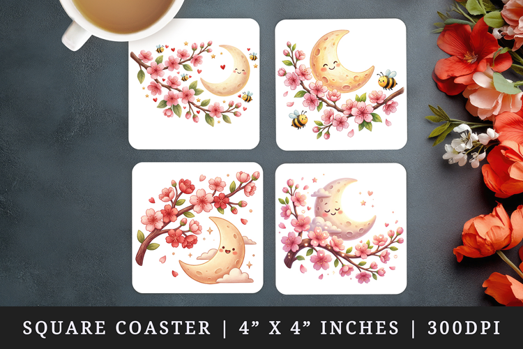 Flowers square coaster sublimation, coasters design