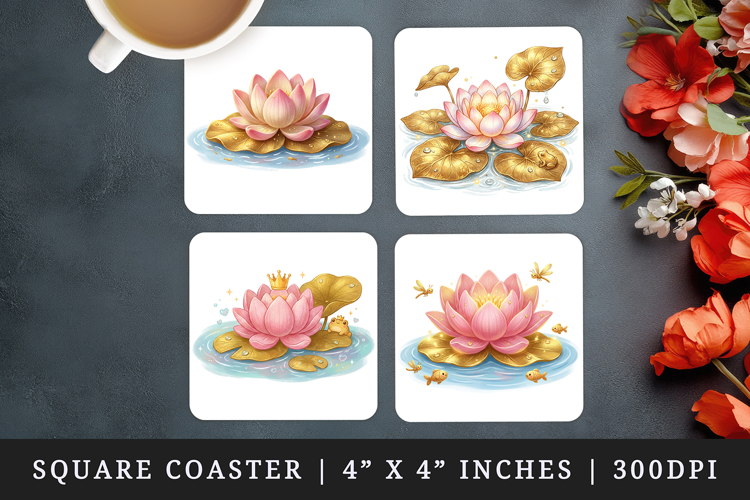 Flowers square coaster sublimation, coasters design