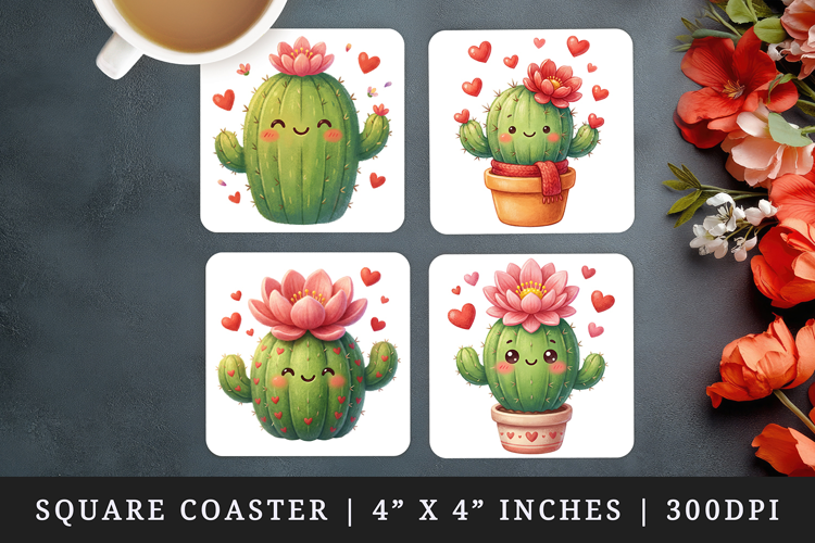 Flowers square coaster sublimation, coasters design