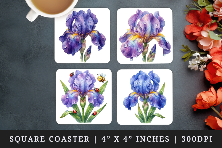 Flowers square coaster sublimation, coasters design