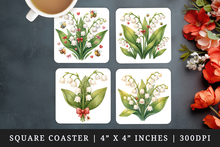Flowers square coaster sublimation, coasters design