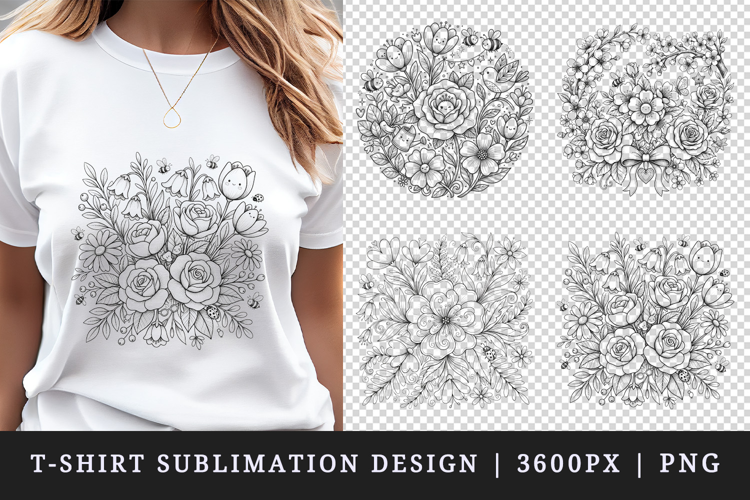 Flowers t-shirt printable sublimation design png