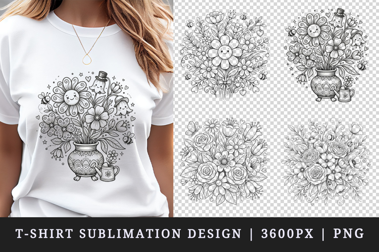 Flowers t-shirt printable sublimation design png