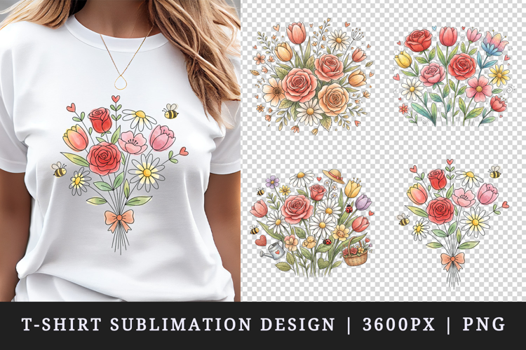 Flowers t-shirt printable sublimation design png