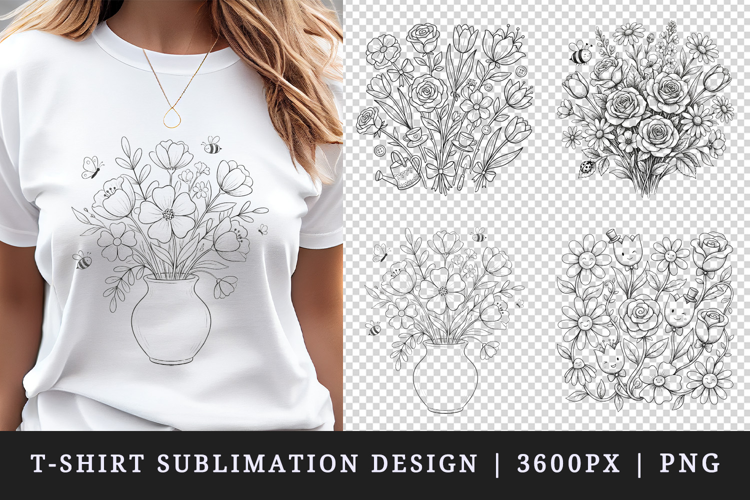 Flowers t-shirt printable sublimation design png