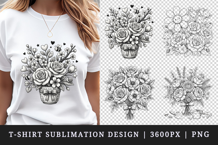 Flowers t-shirt printable sublimation design png