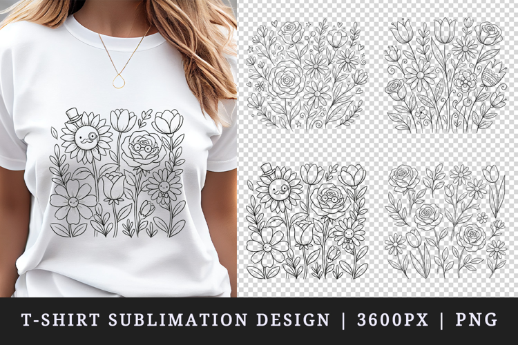 Flowers t-shirt printable sublimation design png