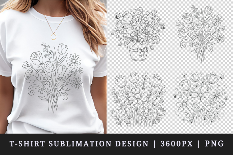 Flowers t-shirt printable sublimation design png