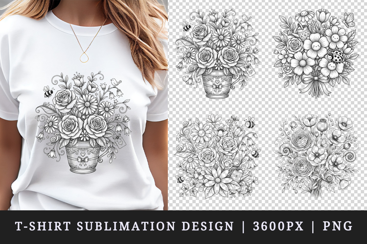 Flowers t-shirt printable sublimation design png