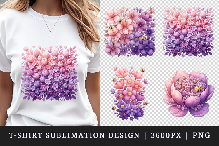 Flowers t-shirt printable sublimation design png