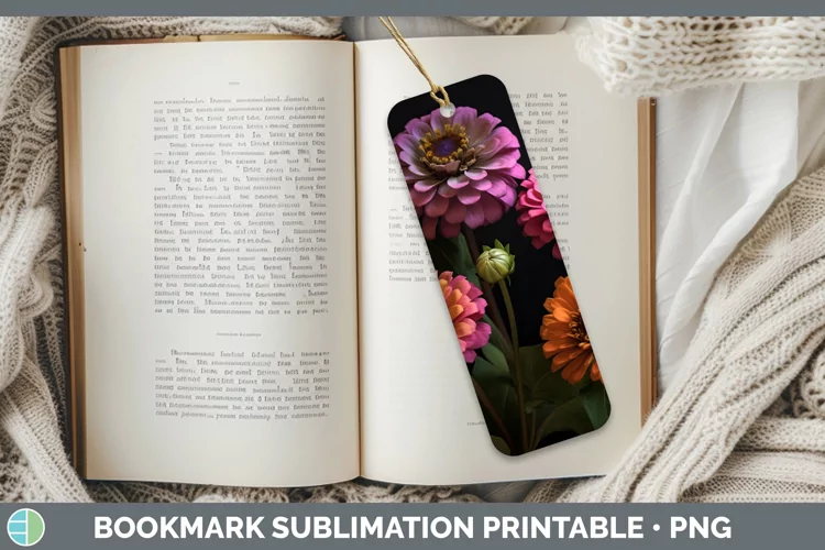 Flowers Zinnia Bookmark Sublimation Printable Designs