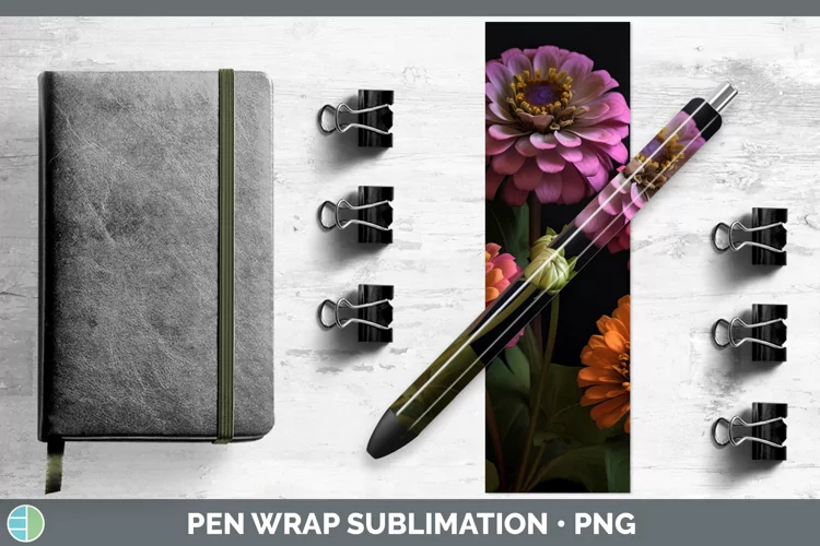 Flowers Zinnia Pen Wrap Sublimation Epoxy Pen Designs