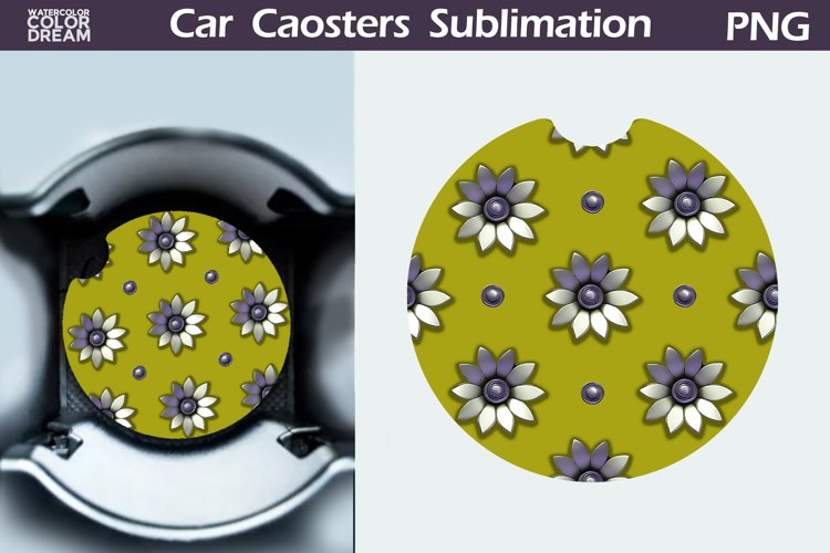 Flowers Car Coaster | Floral Coaster | Car Coast example image 1