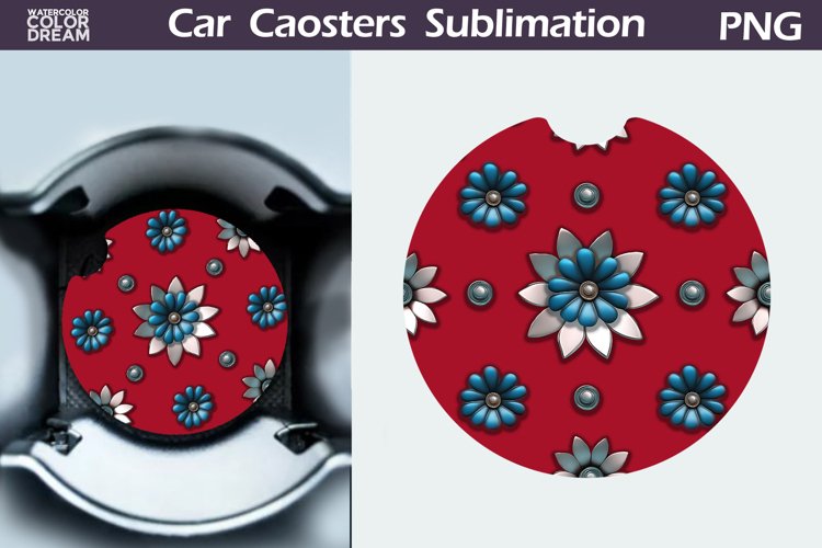 Flowers Car Coaster | Floral Coaster | Car Coast example image 1