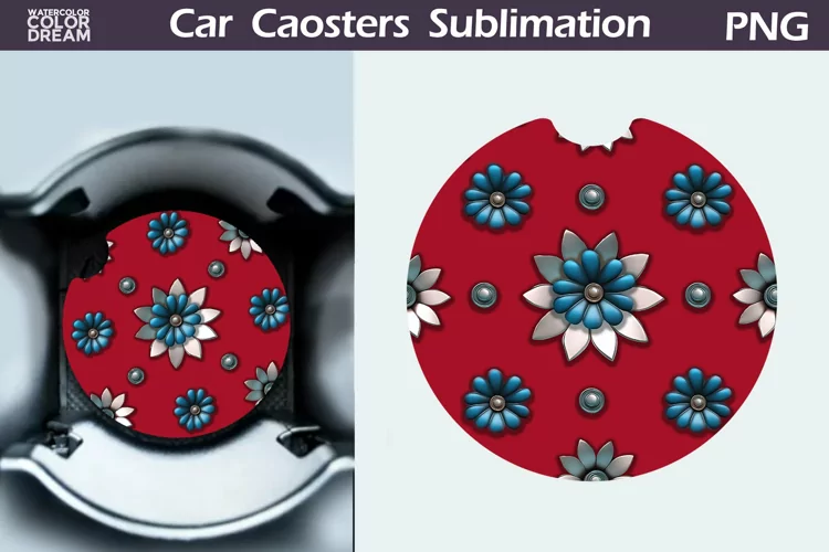 Flowers Car Coaster | Floral Coaster | Car Coast