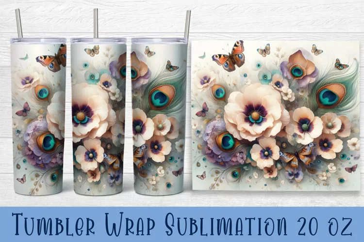 Floral Tumbler. Watercolor Flower Tumbler Wrap