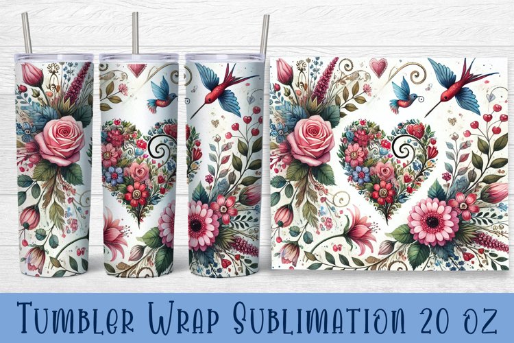 Valentine Heart Tumbler Sublimation | Valentines Day Tumbler