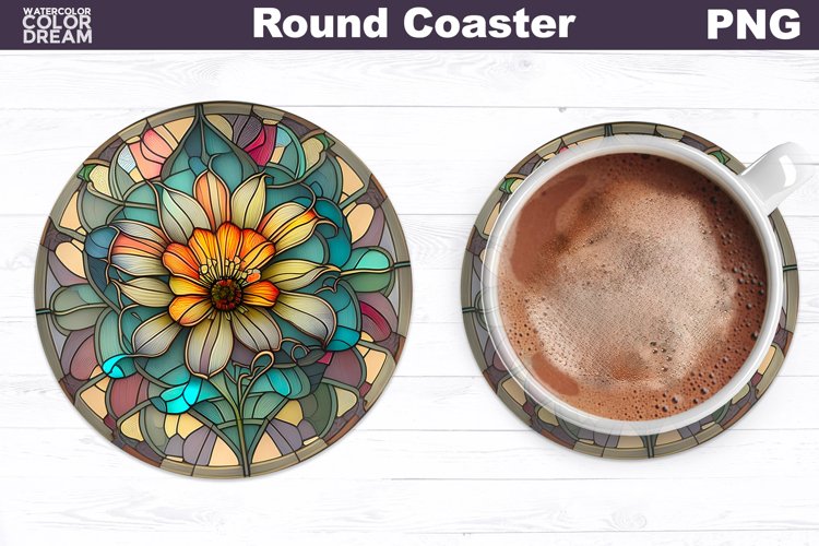 Flowers Coaster | Round Coaster Sublimation example image 1