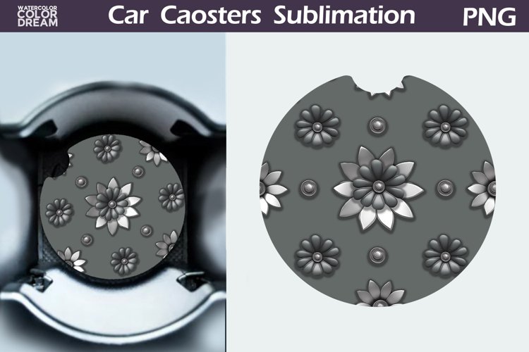 Flowers Car Coaster | Floral Coaster | Car Coast example image 1