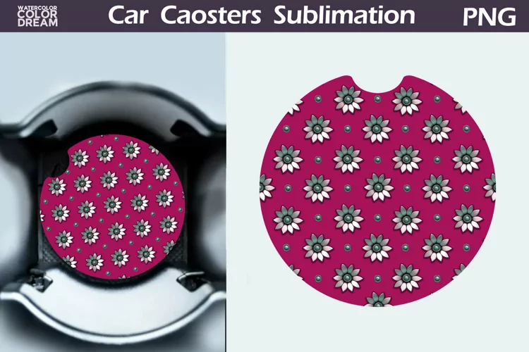 Flowers Car Coaster | Floral Coaster | Car Coast
