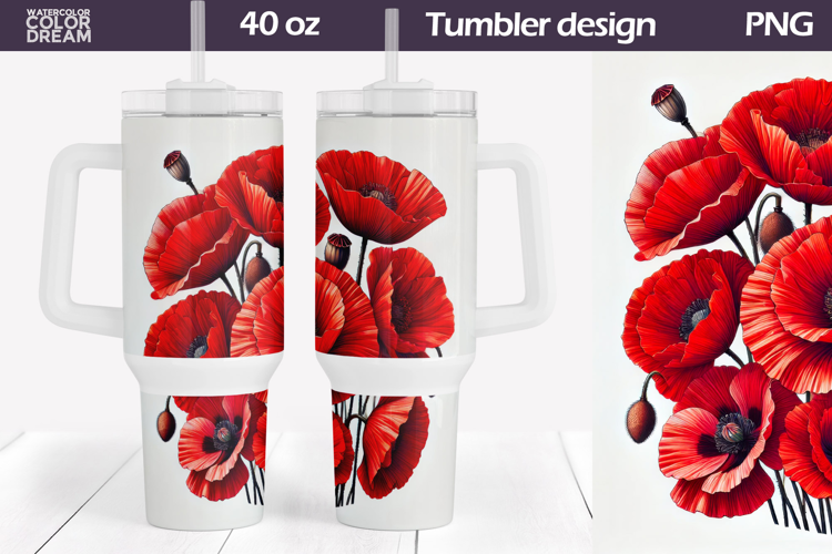 Poppy Tumbler 40 Oz | Floral Tumbler 40 Oz