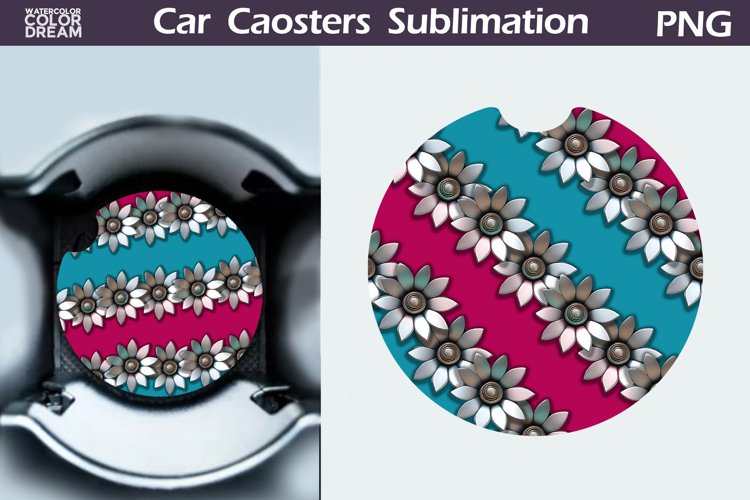 Flowers Car Coaster | Floral Coaster | Car Coast example image 1