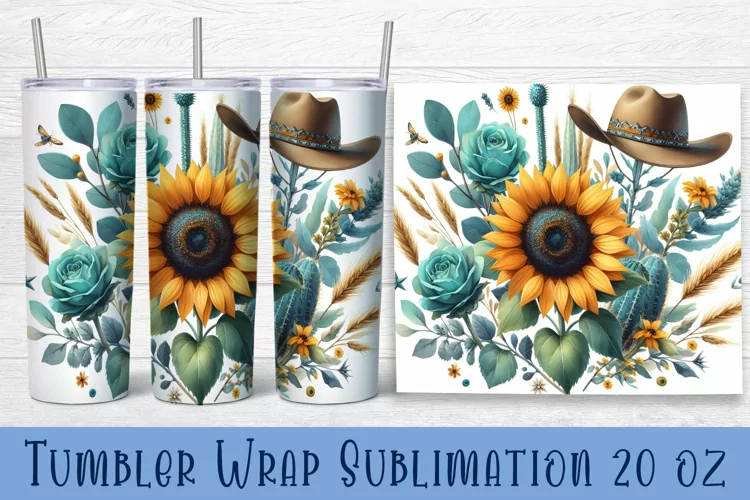 Floral Tumbler. Watercolor Flower Tumbler Wrap