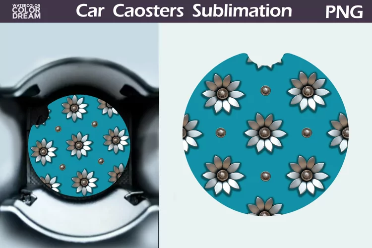 Flowers Car Coaster | Floral Coaster | Car Coast