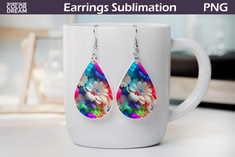 3d Flowers Teardrop Earrings | Bright Flowers Earrings