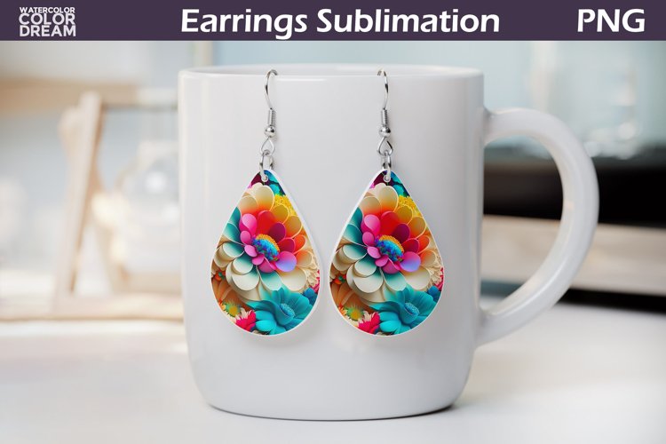 3d Flowers Teardrop Earrings | Bright Flowers Earrings